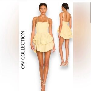 OW Collection Crush Mini Dress With Bodysuit In Yellow Size XS